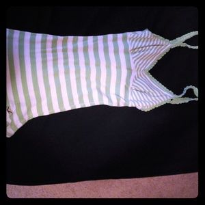 Hollister green and white tank
